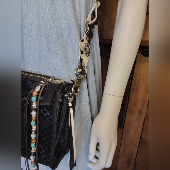 Gucci Black Crossbody PVC Concert Bag Western Boho Style - Picture 4 of 5